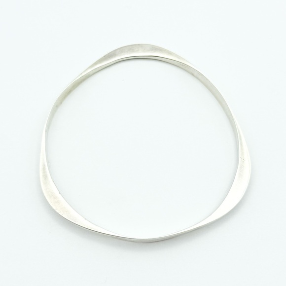 Modernist Sterling Silver Bangle Bracelet - Hand Signed - Picture 3 of 8